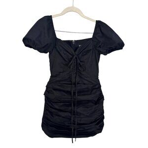 Babyboo gabrielle mini dress bodycon tie‎ front puffed sleeve ruched size S
